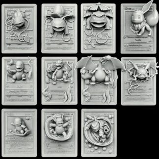 Pokémon 3D Card STL Files | Pikachu Eevee Charizard and more | Printable Pokémon Cards STL